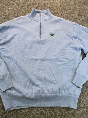 Sakmann Mens Wool Blend Sweater L Powder Blue Logo Golf Sporty Preppy Layering